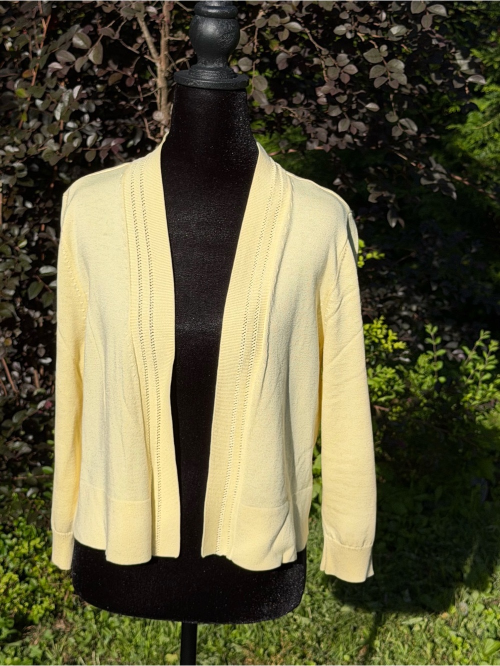 St. John's Bay Soft Yellow Open-Front Women's Cardigan
